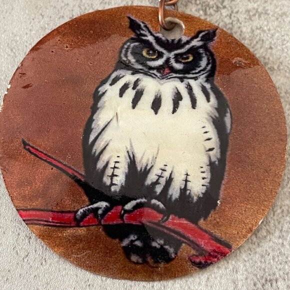 Hand Crafted Owl Pendant Natural Round Shell Black Cord Necklace Adjustable - Picture 3 of 6